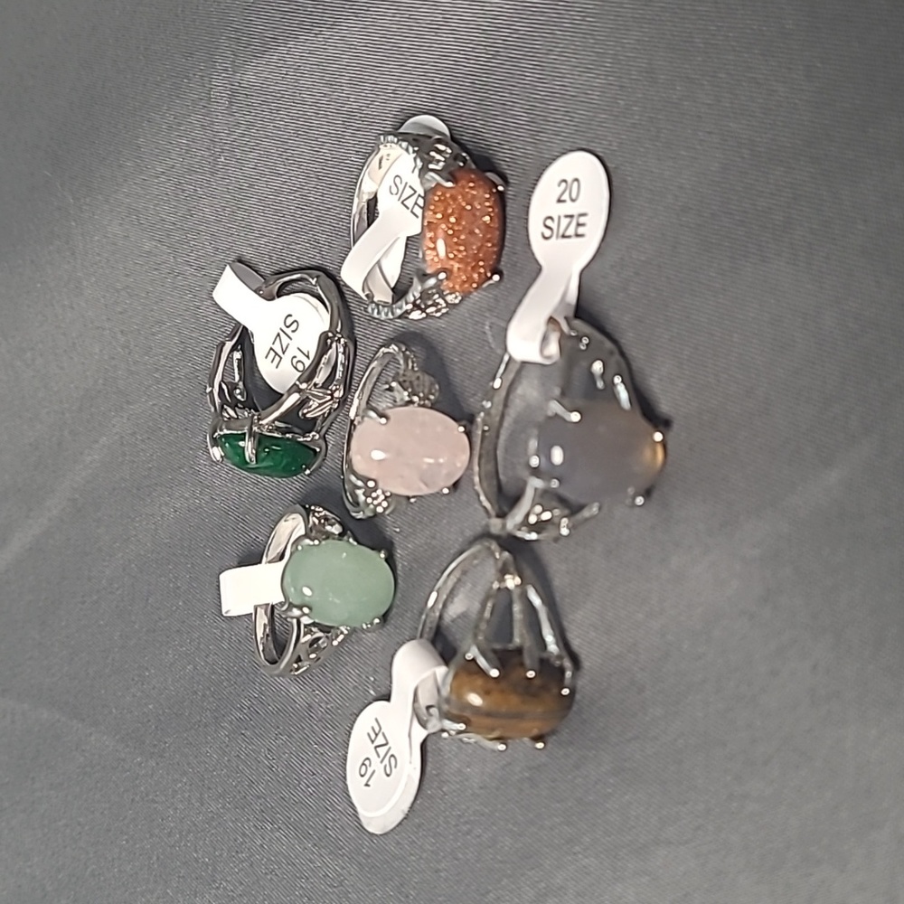 6 pack of stone rings (sizes 20-19)